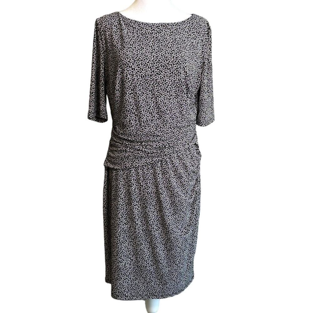 Lauren Ralph Lauren Womens Black Print Career Business Chic Classic Dress Sz 12
